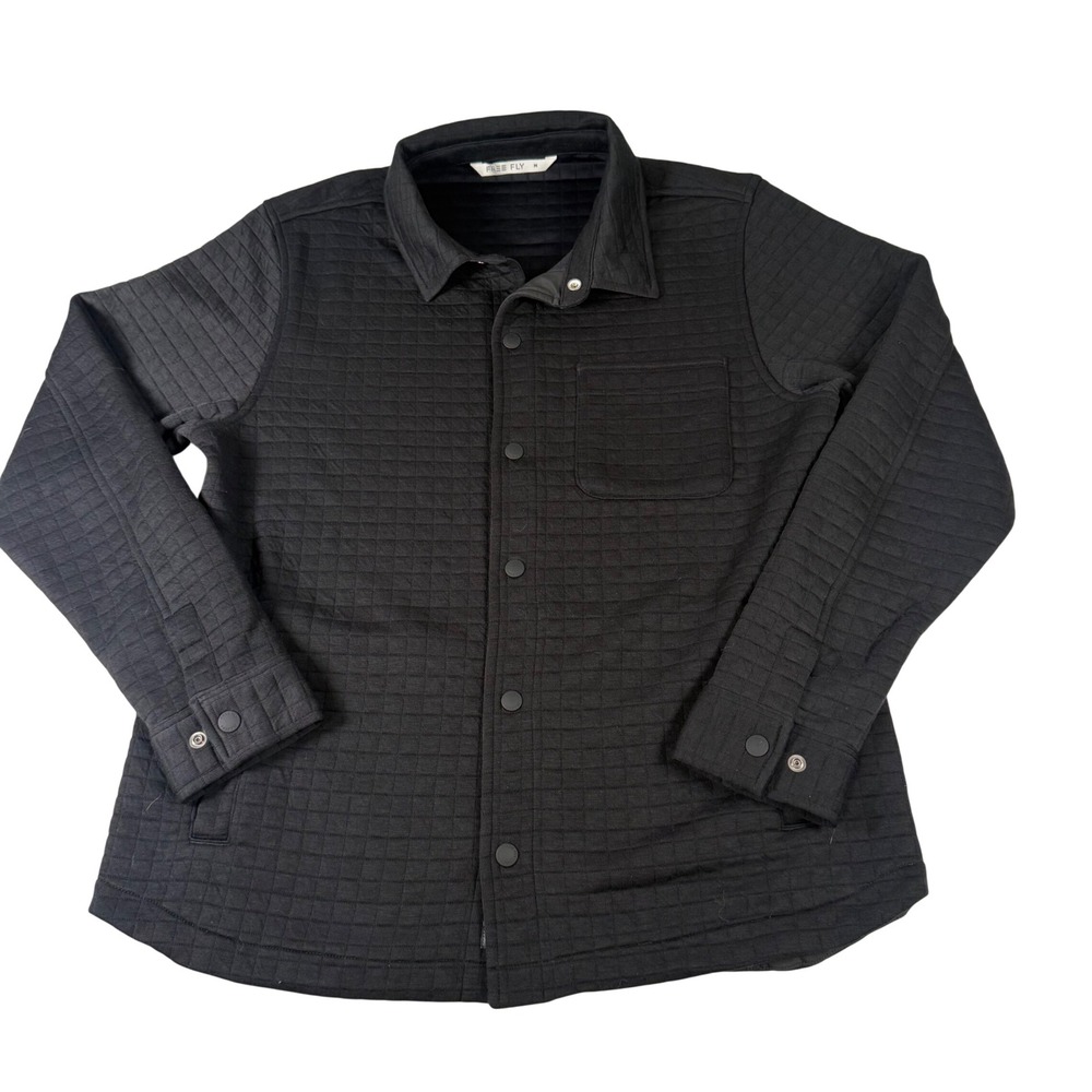 Free Fly Downvalley‎ Overshirt Mens Medium Black Quilted Gorpcore Snap Jacket